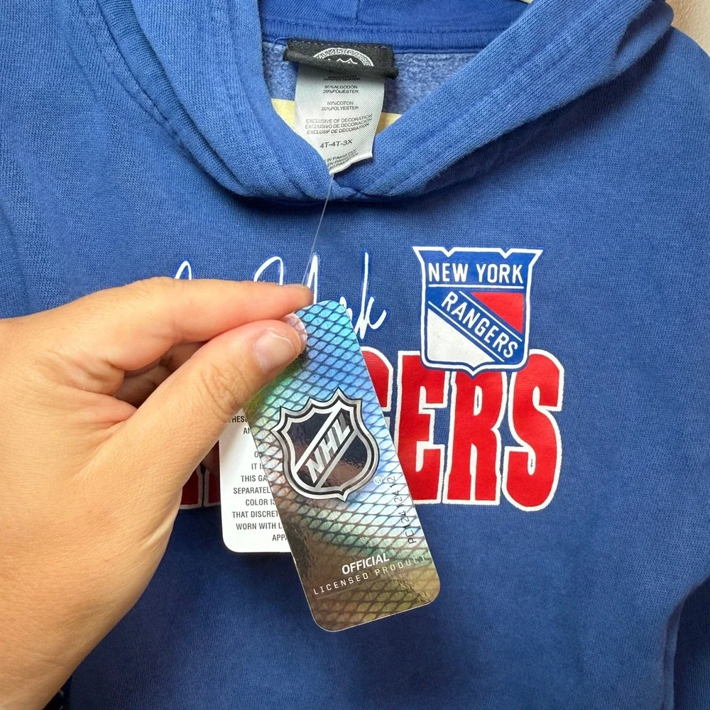 NHL New York Rangers Toddler Blue Pullover Hoodie Sweatshirt Size 4T NWT